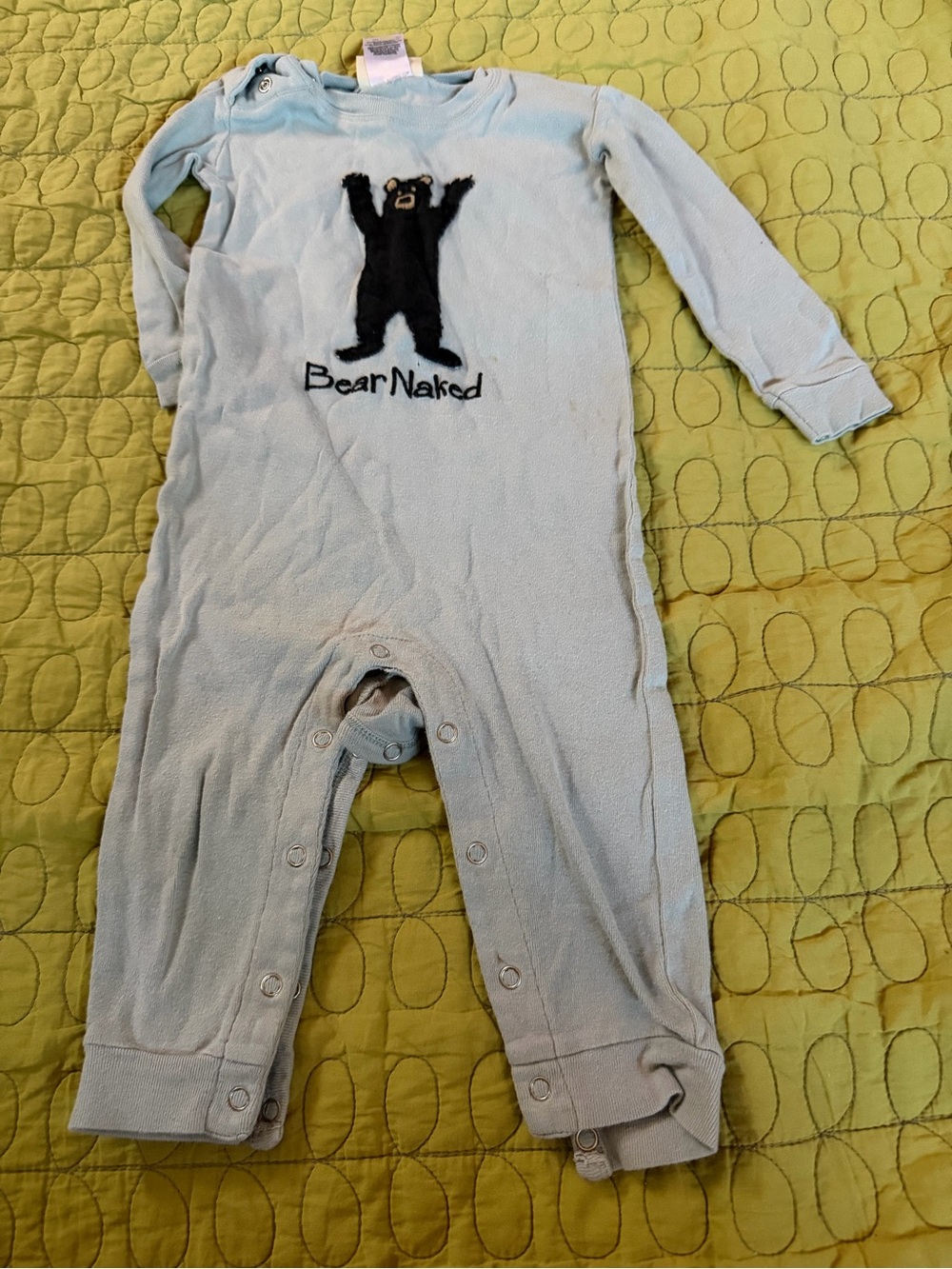 Light gray Blue Bear Mackinac Baby One-Piece Sleeper